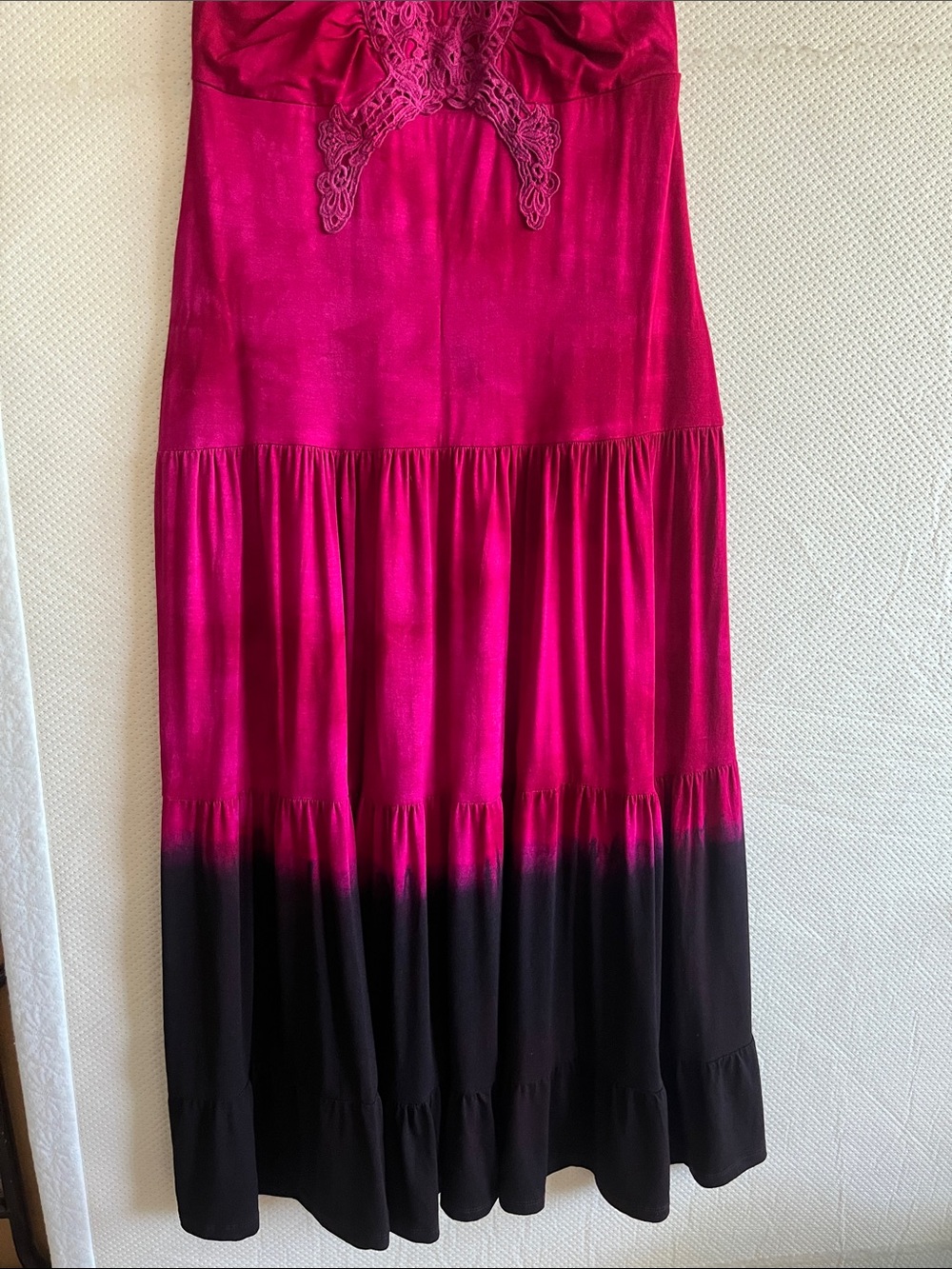 Sky Strapless Fuchsia to Black Ombre Maxi Dress with Lace Detail - Picture 4 of 5